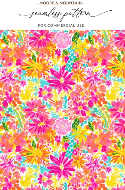 Vibrant Colorful Floral Seamless Pattern Design