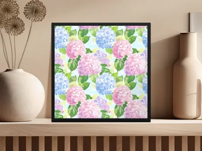 Hydrangea Digital Paper, Floral Seamless Pattern, Flower Background, Watercolor Texture, Pastel Colors, Scrapbook Paper, Fabric Design - Moore and Mountain