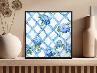Hydrangeas on Trellis Seamless Grandmillenial Digital - Moore and Mountain