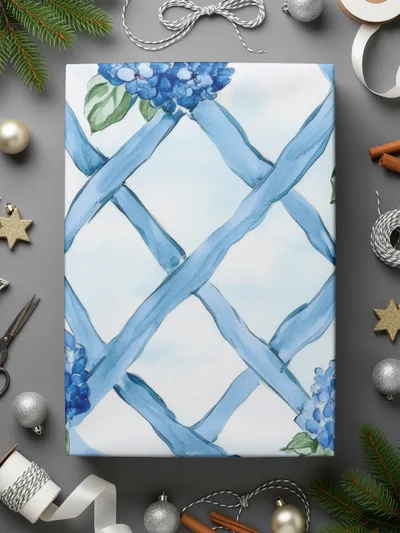 Hydrangeas on Trellis Seamless Grandmillenial Digital - Moore and Mountain
