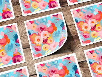 Colorful Floral Art Print with Vivid Brushstroke Design