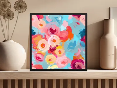 Colorful Abstract Floral Art Print for Modern Home Decor