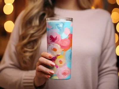 Colorful Floral Design Insulated Tumbler Cup Product