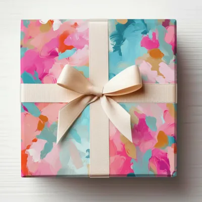 Colorful Abstract Gift Box with Ribbon Decoration
