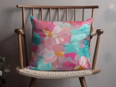 Vibrant Floral Pattern Decorative Throw Pillow