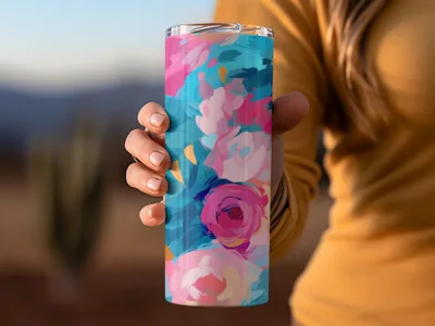 Vibrant Floral Patterned Travel Tumbler for Everyday Use