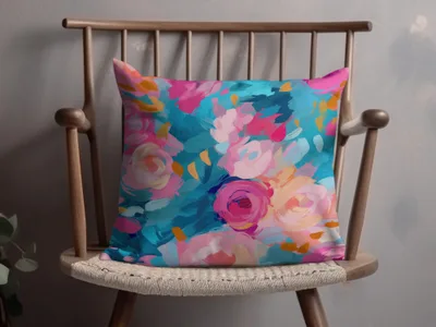 Colorful Floral Patterned Decorative Cushion Cover