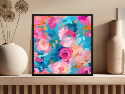 Vibrant Abstract Floral Art Print Colorful Wall Decor
