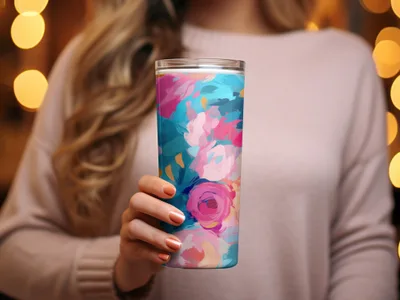Vibrant Floral Design Insulated Tumbler Travel Mug