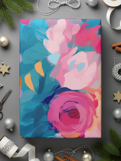 Colorful Abstract Floral Design Gift Wrapping Paper
