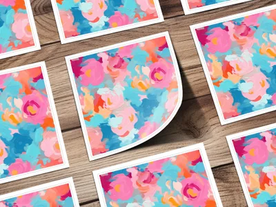 Vibrant Abstract Floral Art Print with Diverse Colors