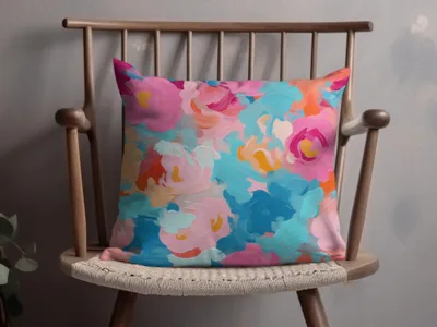 Vibrant Floral Art Cushion Pillow for Home Decor