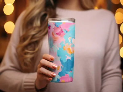 Colorful Abstract Design Stainless Steel Tumbler Cup