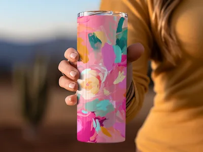 Colorful Floral Design Insulated Tumbler Product