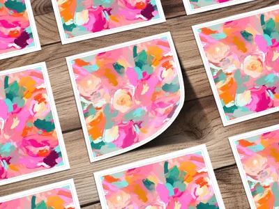 Vibrant Abstract Floral Patterns Colorful Art prints