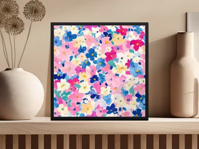 Impressionistic Floral Dream Digital Art | Colorful Pattern Print | Pink Ditsy Floral Seamless Pattern - Moore and Mountain