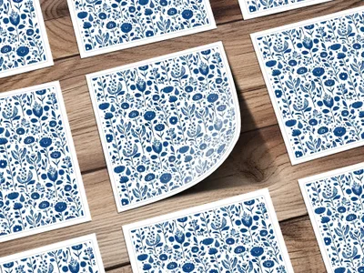 Indigo Blooms A Seamless Floral Pattern Artwork Digital - Moore and Mountain