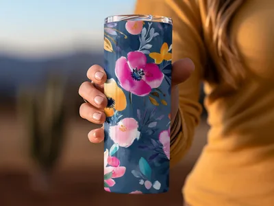 Vibrant Floral Design Insulated Tumbler Travel Mug