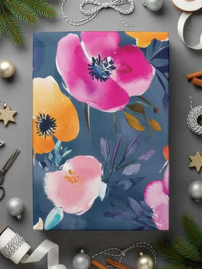 Vibrant Floral Gift Wrap for Christmas or Any Occasion