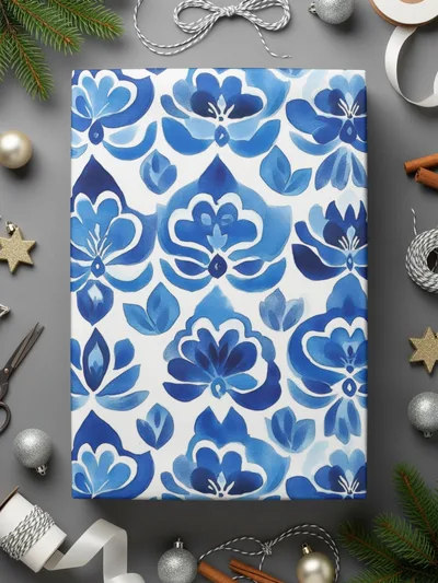 Indigo Blue Seamless Fleur Elegant Floral Blue Ornament Pattern Delicate Design Digital - Moore and Mountain