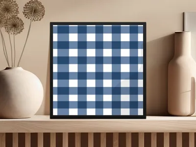 Blue and White Checkered Pattern Wall Art Decor