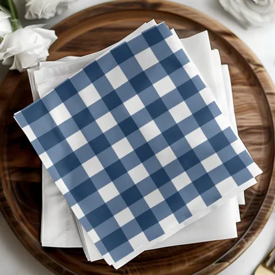 Blue and White Gingham Pattern Decorative Napkins