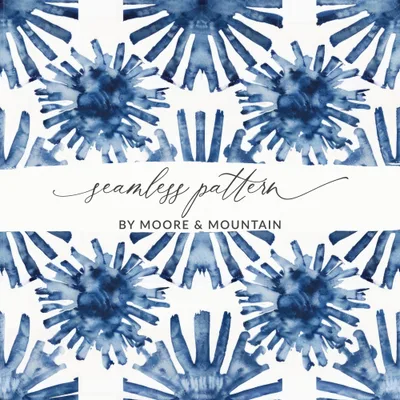Indigo Flower Seamless Digital Paper, Watercolor Texture Digital Files, Tileable Pattern for Fabric, Scrapbooking Paper Digital Download
