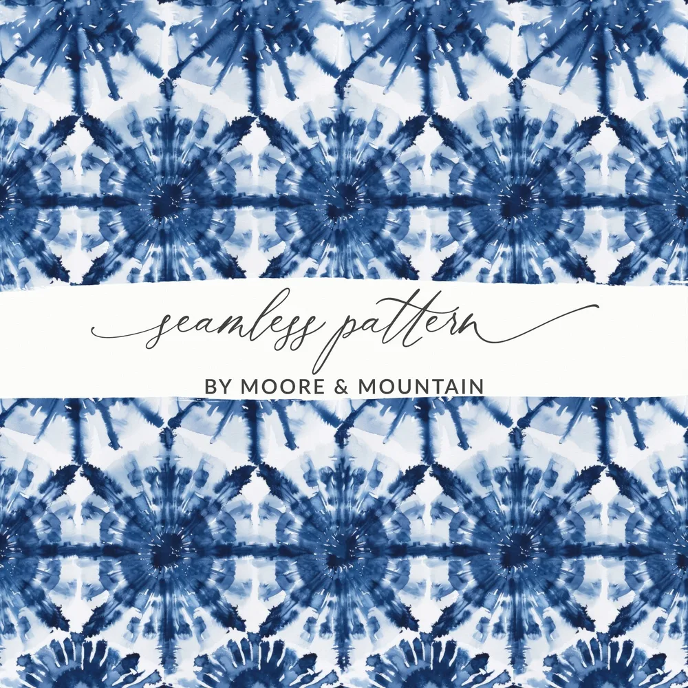 Indigo Tie Dye Digital Paper, Seamless Pattern File, Indigo Shibori Design, Indigo Background, 12x12 JPEG File, Scrapbook Paper - Moore and Mountain