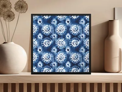 Indigo Tie Dye Digital Paper, Seamless Pattern, Floral, Shibori Texture, Fabric Background, Printable Design, Digital Files - Moore and Mountain