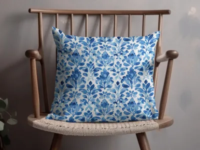 Indigo Watercolor Leaves Flower Damask Pattern Digital - Moore and Mountain