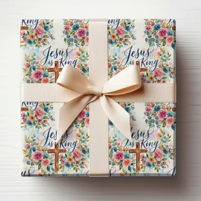 Jesus is King Floral Watercolor Cross Design product type
