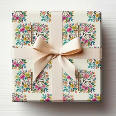 Jesus is King Floral Watercolor Cross Gift Box product type