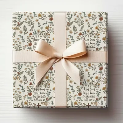 Jesus Loves Me Floral Pattern This I Know Gift Box product type
Jesus Loves Me, Bible Verse, Christian Faith, Floral Pattern, Gift Wrapping, Inspirational, Scripture Design, Botanical Print, Daisy Flowers, Fern Leaves, Rustic Style, Warm Tones, Cream Background, Religious Gift, Present Packaging, Christian Decor, Faith Based, Spiritual Gift, Holly Berries, Cross Symbol