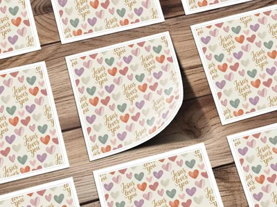 Jesus Loves You Digital Seamless Pattern, Hearts Pattern, Religious Scrapbook Paper, Christian Fabric Design, Digital Paper Download - Moore and Mountain