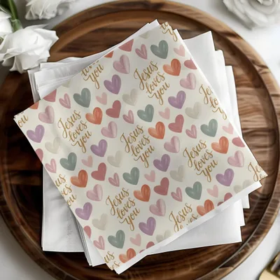 Jesus Loves You Digital Seamless Pattern, Hearts Pattern, Religious Scrapbook Paper, Christian Fabric Design, Digital Paper Download - Moore and Mountain