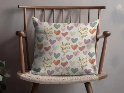 Jesus Loves You Digital Seamless Pattern, Hearts Pattern, Religious Scrapbook Paper, Christian Fabric Design, Digital Paper Download - Moore and Mountain