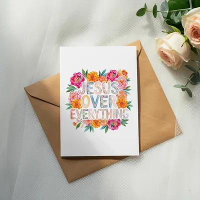Jesus Over Everything PNG Digital File, Floral Christian Sublimation Design, Faith Scripture Clipart, Bible Verse Graphic Art