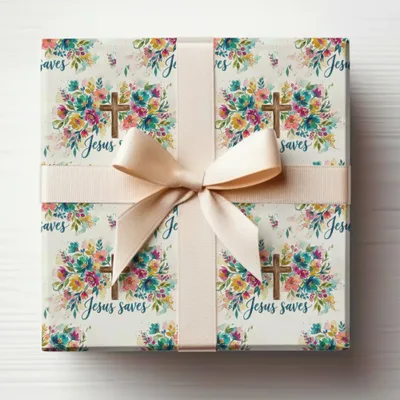 Watercolor Floral Jesus Saves Cross Wrapping Paper Product Type
Jesus
Saves
Cross
Christian
Faith
Religious
Floral
Flower
Watercolor
GiftWrap
WrappingPaper
PresentWrap
HolidayWrap
BirthdayGift
BaptismGift
CommunionGift
SpringFloral
SpiritualGift
ChurchGift
Scripture