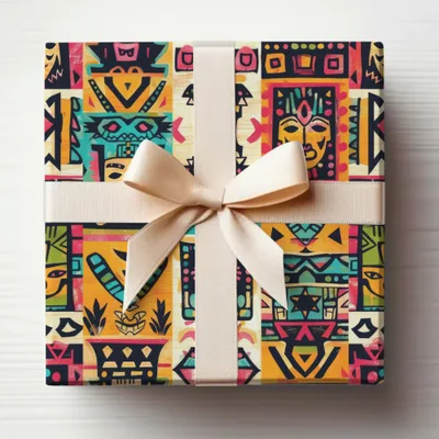Colorful Tribal Pattern Wrapped Gift Box