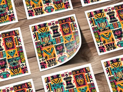 Colorful Abstract Tribal Pattern Art Poster Graphics