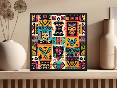 Vibrant Tribal Pattern Wall Art Decor Canvas Product
