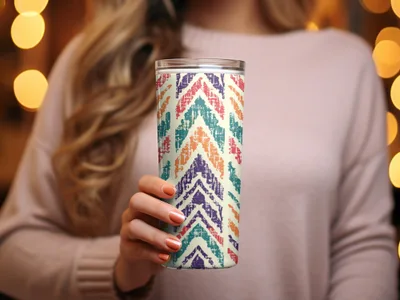 Colorful Chevron Pattern Insulated Travel Tumbler