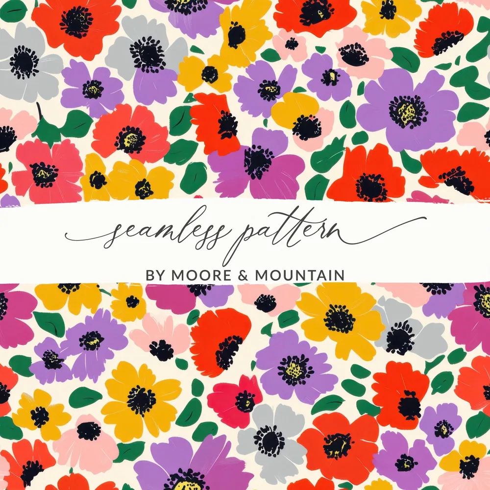 Colorful Floral Seamless Pattern Product from Moore & Mountain