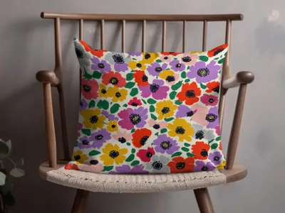 Colorful Flower Pattern Throw Pillow Home Decor