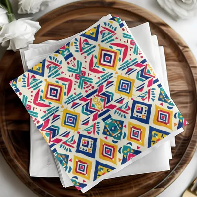 Colorful Geometric Pattern Design on Cloth Napkins