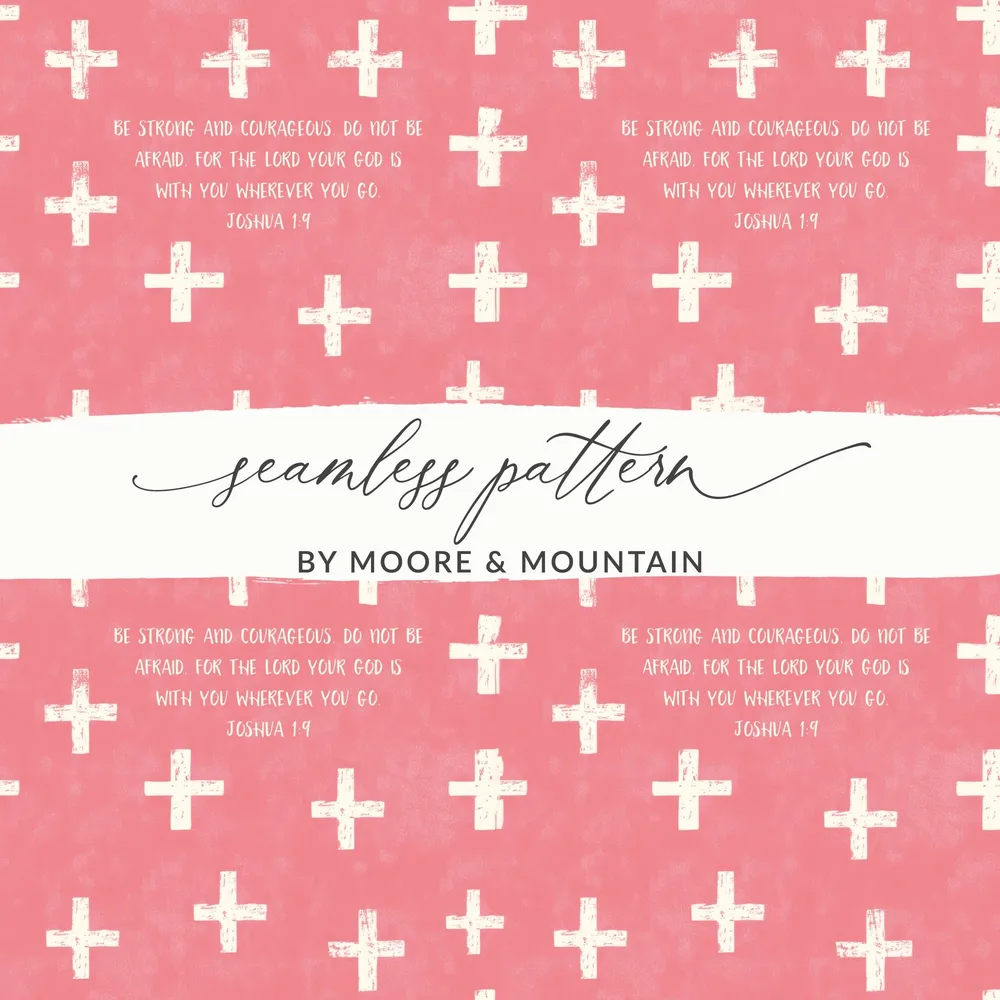 Joshua 1:9 Pink Cross Seamless Pattern Strong product type