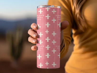 Pink Cross Inspirational Scripture Verse Tumbler product type