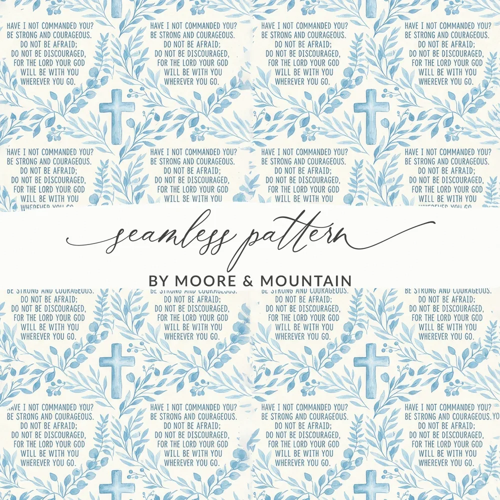 Seamless Pattern Be Strong Courageous Cross Design product type