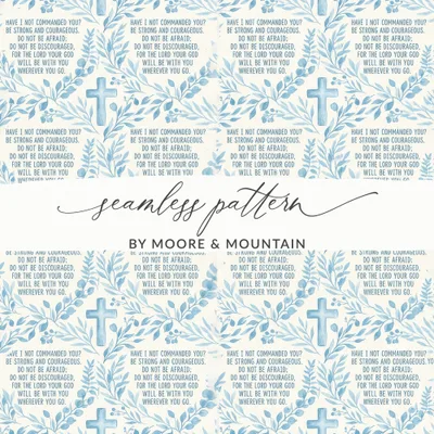 Joshua 1:9 Strong Courageous Bible Verse Digital, Christian Watercolor Botanical Cross Art, Scripture Faith Print, Inspirational Design