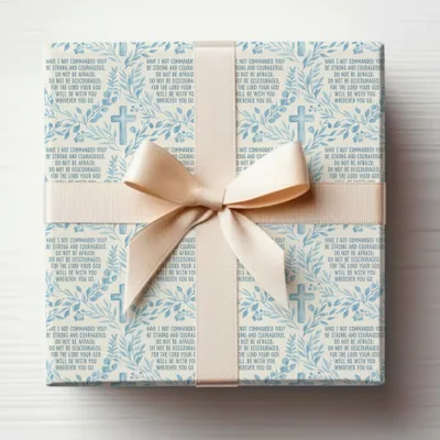 God Will Be With You Scripture Cross Pattern Wrapping Paper